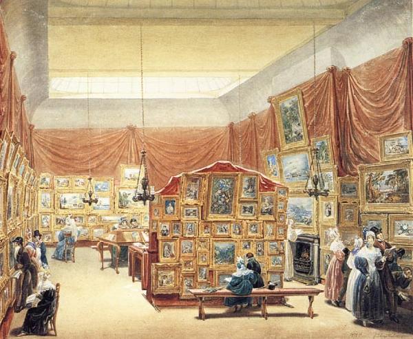 Interior of the Gallery of the New Society of Painters in Water Colurs,Old Bond Street, George Scharf